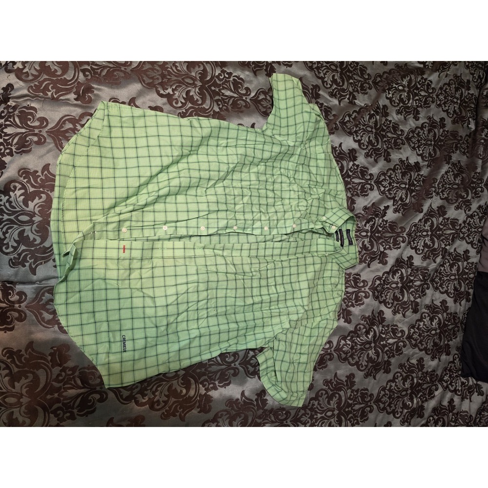 Daniel Cremieux Signature Collection Green Blue & White Check Sleeve Shirt XL